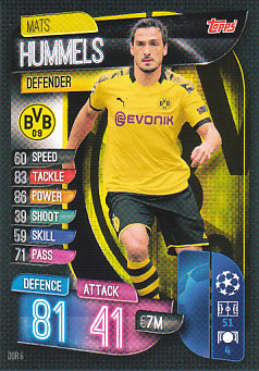 Mats Hummels Borussia Dortmund 2019/20 Topps Match Attax CL #DOR6